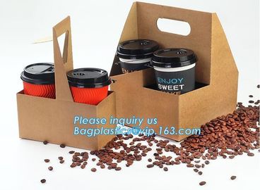 China Eco Friendly Disposable Kraft Paper Take Out 2 Pack Coffee Cup Drink Carriers 2 Pack Paper Cup Holders bagease package factory