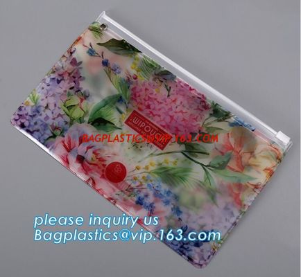 China Biodegradable custom fashion clear PVC cosmetic pouch bag with liquid glitters cheap glitter makeup pouch bagease packai factory