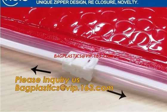 China Holographic Factory Shiny gold Cosmetic bag Zipper Bubble Bag zip-lock Slider Padded Mailer metallic bubble zipper bagea factory