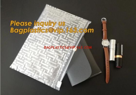 China Cosmetic Pink Slider Padded Bag/Holographic k Bag With Bubble,Holographic Metallic Zipper Bubble Bag/Slider Padded factory