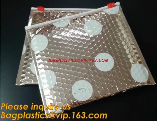 China Factory Shiny Rose Gold Silver Cosmetic Zipper Bubble Bag Self Adhesive Plastic Pe Material Mailer Zip Lock Padded Bag, factory