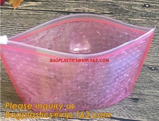 China Holographic Zipper Slider Zip Lock Bubble Bag,Cosmetic Zipper Bag/Rose Gold Slider Bubble Bag with Logo,Slider Bubble Zi factory