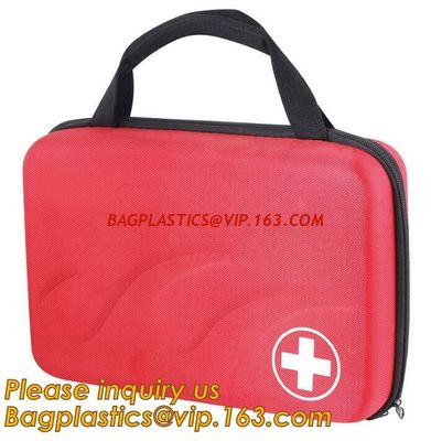 China Red pu leather waterproof mini eva first aid kit case,first aid box plastic case carrying case,Medical Multi-functional factory