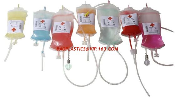 China Vampire blood bags beverage bag fruit juice drink packaging bag,Halloween Party For Blood Energy Drink Bag Dual Port IV factory