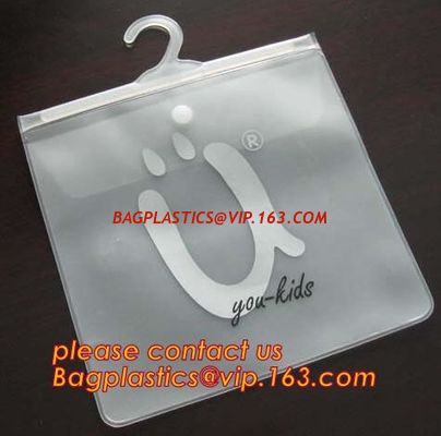 China Custom printed PVC Hanger Bags Slider Zipper Bag With Plastic Hook For Underwear Tshirt Clothes,cloth hanger packaging b factory