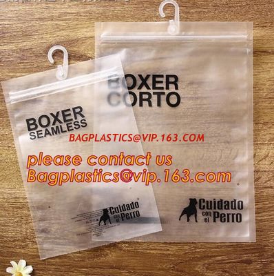 China Plastic hanger bag poly bags with hanger,zipper top sealing and button closure PVC clear plastic hair extensions storage factory