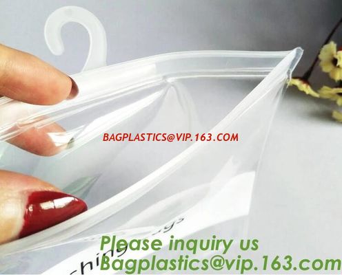China hanger bag with zip lock on the top,Frosted k bag EVA PVC hanger bag for clothes, EVA frost drawstring bag, Froste factory