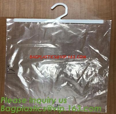 China self adhesive zipper hanger hook plastic bags for garment,Type hanger hook plastic bag,zipper bag manufacturers,Hook Zip factory