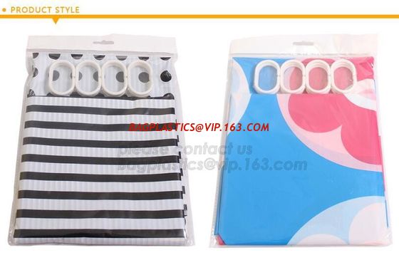 China Plastic Waterproof Transparent Shower Curtain Bathroom Curtain Home Decoration With 12pcs Hooks, Shower Curtain Liner factory