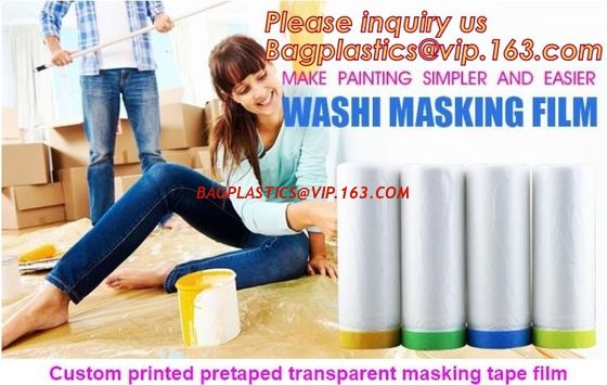 China HDPE Masking Film,Indoor Application Pretaped Drop Cloths,masking film,pre-taped cover car painting protection film hous factory