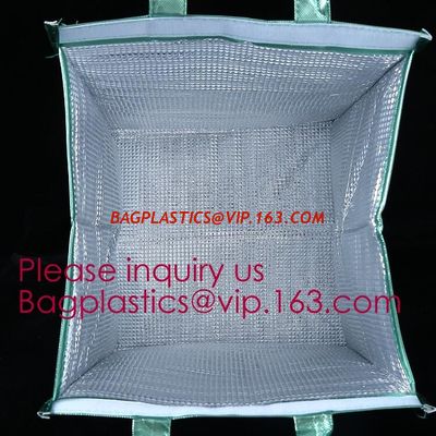 China Freezable foldable insulation large lunch cooler bag,Hot sale cooler tote printed non woven food package insulation bags factory