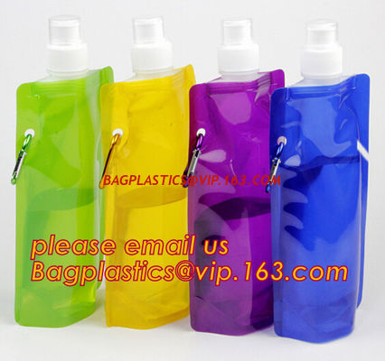 China portable foldable water bottle / folding water bag,BPA Free Stand Up Spout Portable Foldable Water Bottle/Bag With Carab factory