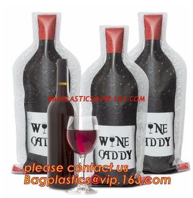 China Zip sealed liquor bubble bags bottle protector Travelling liquor bubble sleeves air wine bubble bags Zipped bottom plast factory