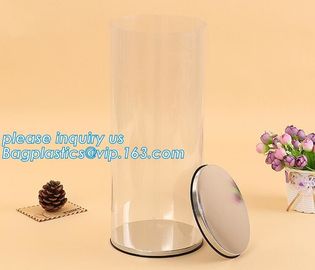China clear PVC PET can for food canning,Customized round clear paint can with tin lid,paint can with tin top & bottom and han factory