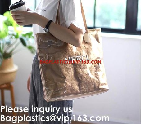 China Washable Paper Bag Waterproof Shopping Tote Bags Tyvek Bags,Embroidered / Silk Screen Printed / Transfer Print / Sublim factory