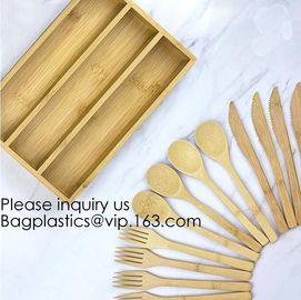 China 12-Piece Reusable Bamboo Flatware Set with Portable Storage Case,Chopping Board,Cheese Board,Pizza Board,Drawer Organzie factory