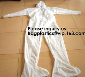 China Light Duty Disposable Protective Coveralls Suit Attached Non-Woven Fabric Hood Elastic Wrist Ankles and Waist Serged Sea factory