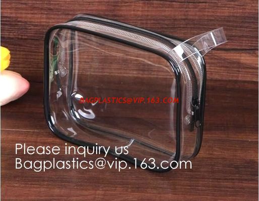 China 5 Pack Clear PVC Zippered Toiletry Carry Pouch Portable Cosmetic Makeup Bag for Vacation, Bathroom and Organizing pack factory