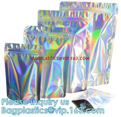 China Holographic Pouch Brightly Custom Printing Logo Laser Three Side Sealed Bag For Lip Eyelash Glue Hairpin factory