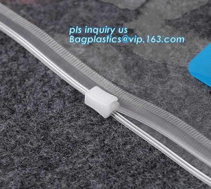 slider pvc vinyl hanger bag, vinyl PVC bags with slider zipper, OEM