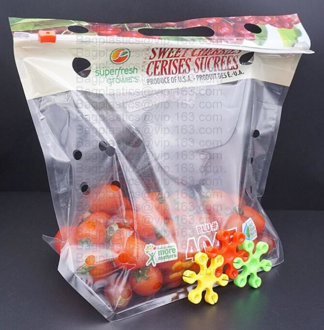 Fruits packaging bag/Grapes plastic bag with k, Air Holes Zip Handle