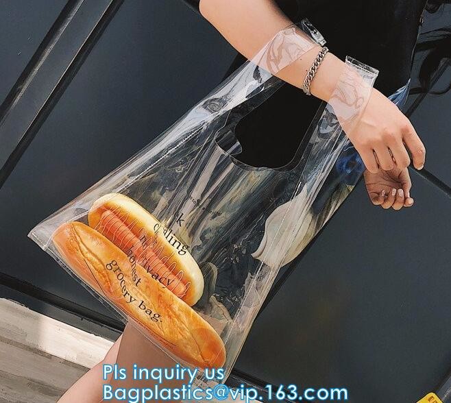 Durable ecofriendly clear bag PVC shopping bag, clear handle plastic