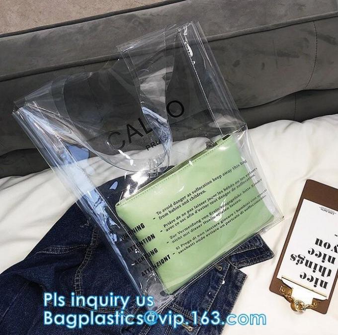 Durable ecofriendly clear bag PVC shopping bag, clear handle plastic