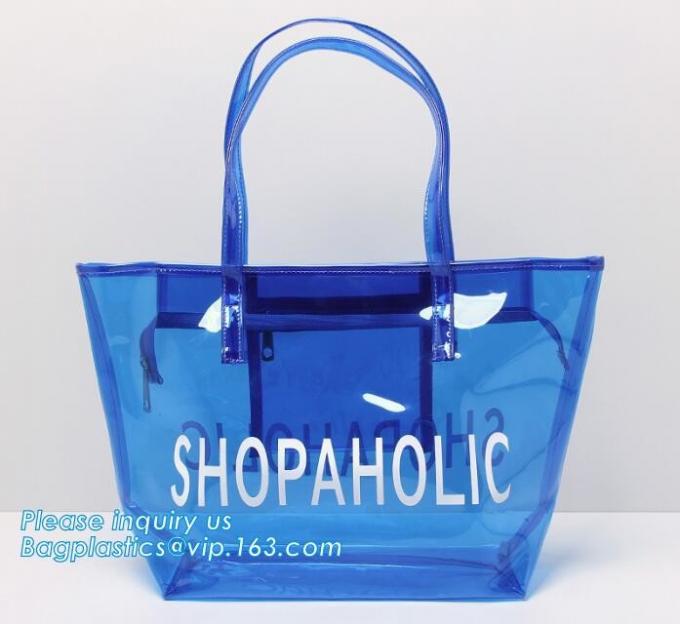 customized handle clear plastic pvc make up bag, vinyl pvc zipper bags