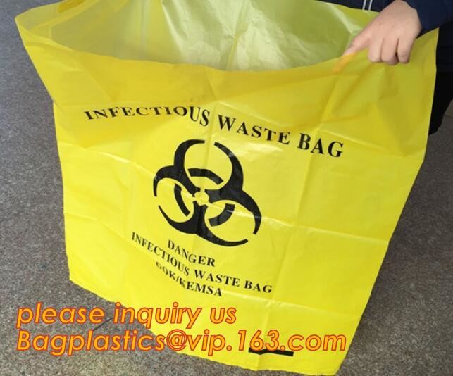 Disposable plastic biohazard bags infectious linen waste bags, Yellow