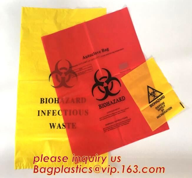 Medical Biohazard Waste Bags for Hosptial, PE Flat disposable biohazard