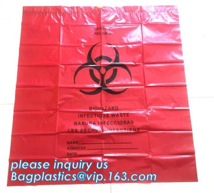 Large Drawstring Biohazardous Waste Bags, Nice printing red incinerate