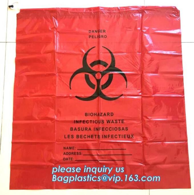Large Drawstring Biohazardous Waste Bags, Nice printing red incinerate
