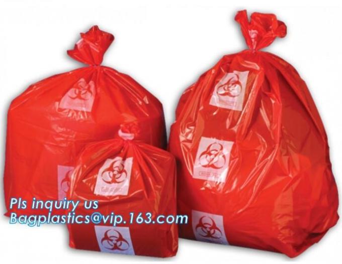 Customized color biohazard medical waste drawstring bag drawtape bag