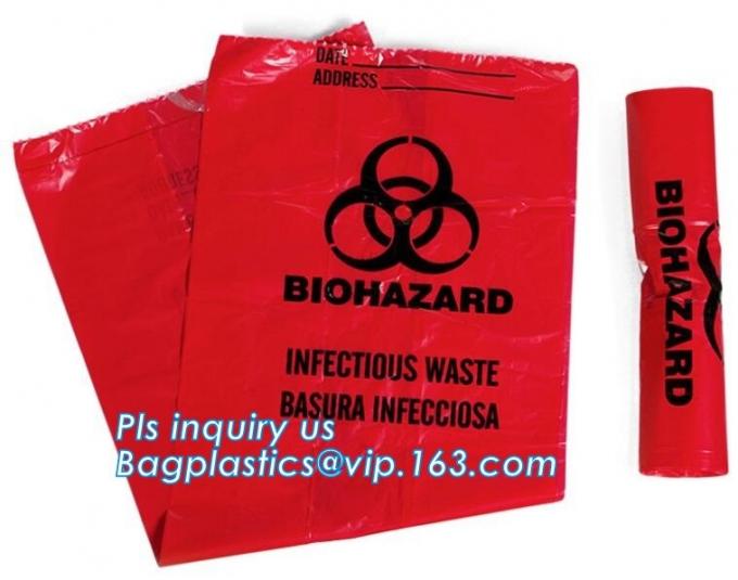 Customized color biohazard medical waste drawstring bag drawtape bag
