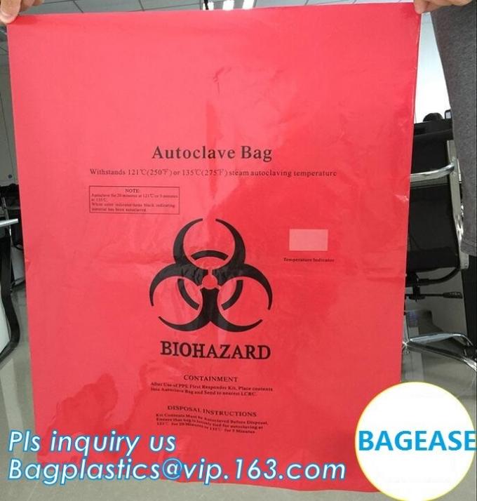 Customized color biohazard medical waste drawstring bag drawtape bag