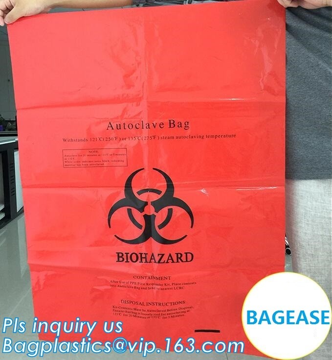 Customized color biohazard medical waste drawstring bag drawtape bag