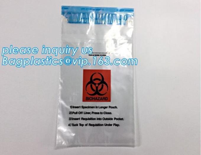 Biohazard Specimen Bag with Document Pouch, Industrial waste disposal, biodegradable waterproof