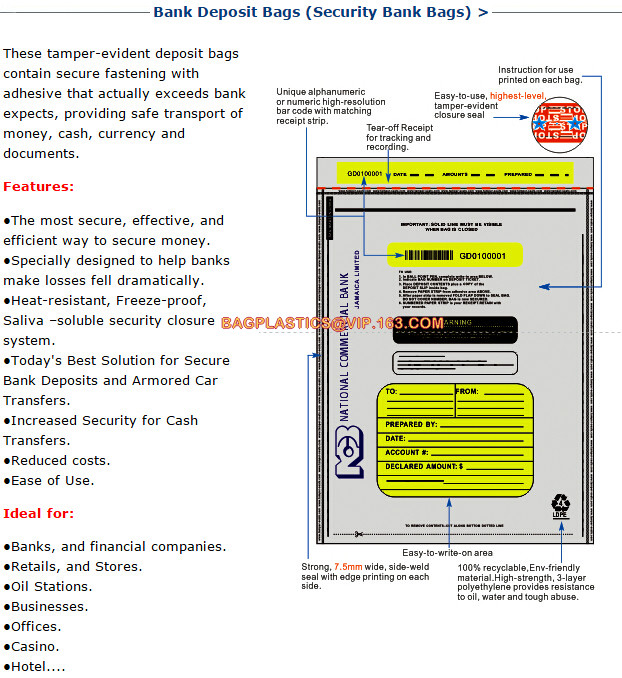 Plastic Money/Evidence Security Envelopes Cash Deposit Seal Bags, Bank Industrial Use cash
