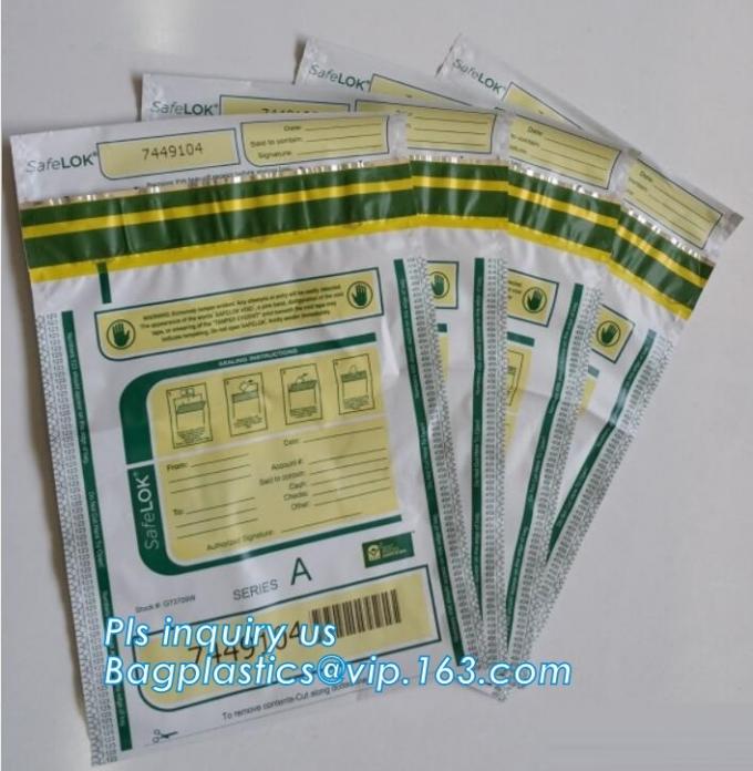 Bank Security Cash Bags/Coin Deposit Bags, Adhesive Seal Tamper Proof