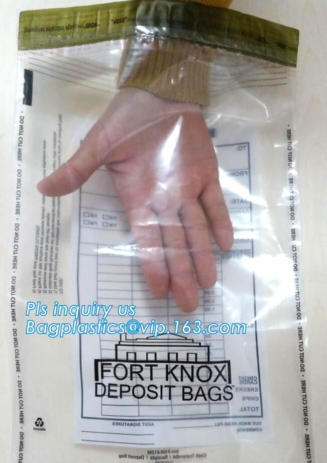 Bank Security Cash Bags/Coin Deposit Bags, Adhesive Seal Tamper Proof