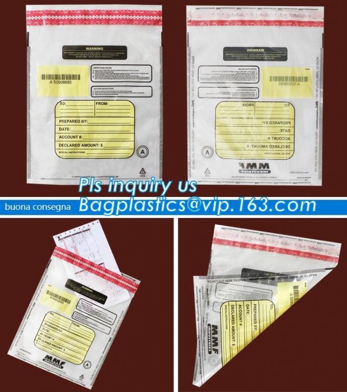 Bank Security Cash Bags/Coin Deposit Bags, Adhesive Seal Tamper Proof