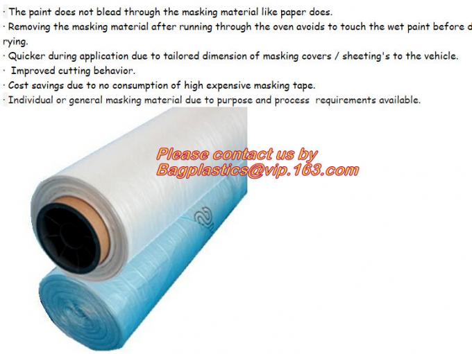 auto polyurethane masking plastic for painting 4*300m, Tape plastic