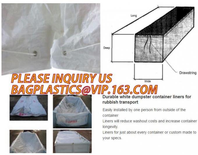 Large durable drawstring dumpster container liner for garbage