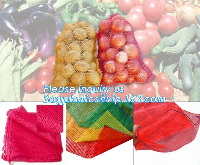 Plastic PE raschel mesh net potato bags 50kg, HDPE mesh bag for