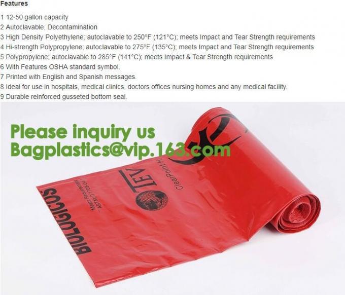 Aerohazard Biological Hazard Bag 240x160mm,Red Medical Waste Disposal Bags US BioClean