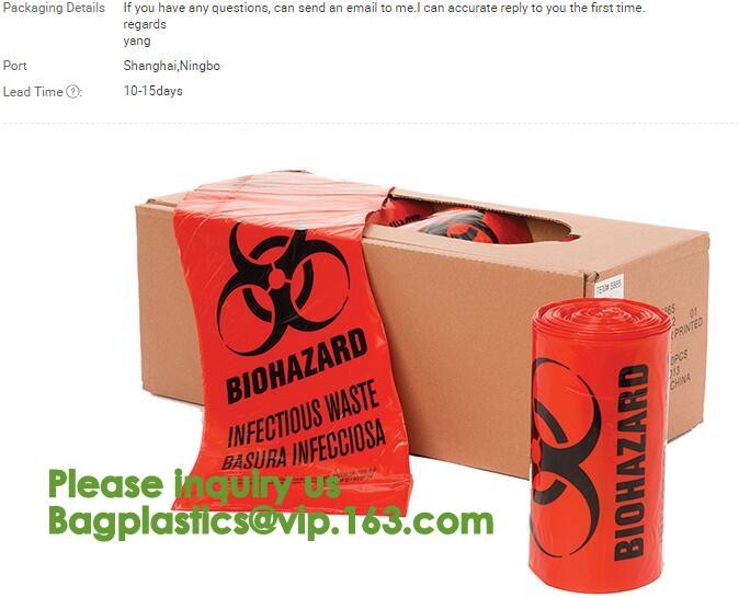 Aerohazard Biological Hazard Bag 240x160mm,Red Medical Waste Disposal