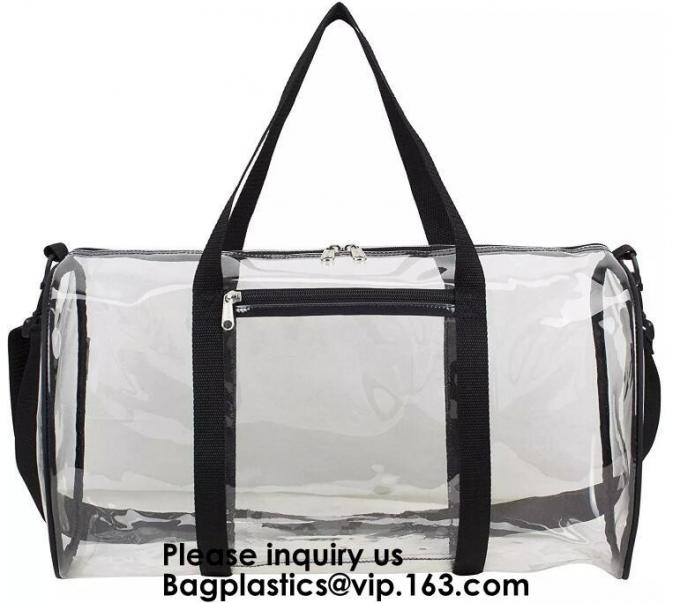Clear Duffel Gym Bag Transparent PVC Carry Bag With Shoulder Strap