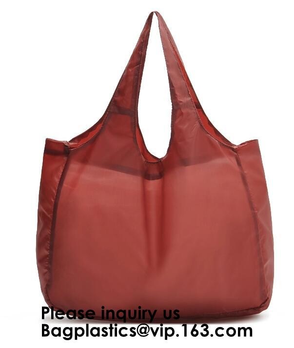 Printing Logo Polyester Handled Foldable Tote Bag With Snap Closure