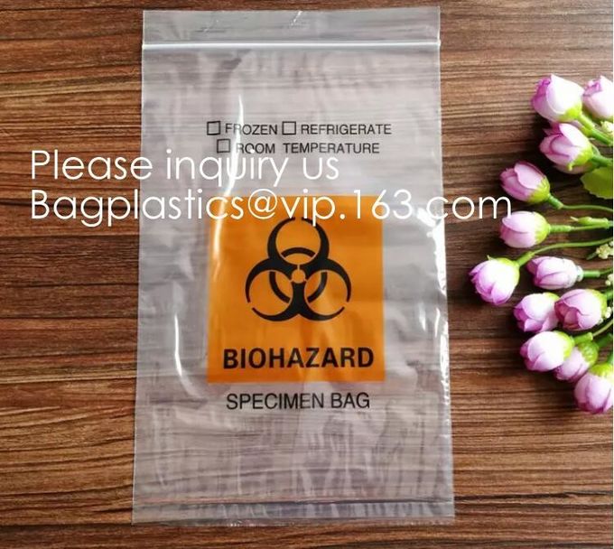 Biohazard Pathology Specimen Medical Zipper Bag,Kangaroo Bag, Compostable Bag Customized Stand Up Pouch, BAGEASE, BAGPLA