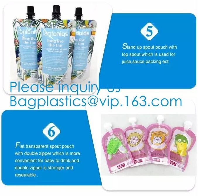 Laminated Stand Up Squeeze Pouches Baby Food Bag,Clear Drink Stand Up Spout Bag With Tap Plastic Ice For Packaging Wine
